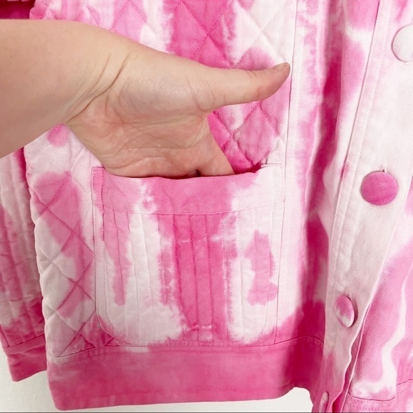LoveShackFancy Adelade Tie Dye Cotton Quilted Jacket Pink Large Casual - Picture 6 of 8